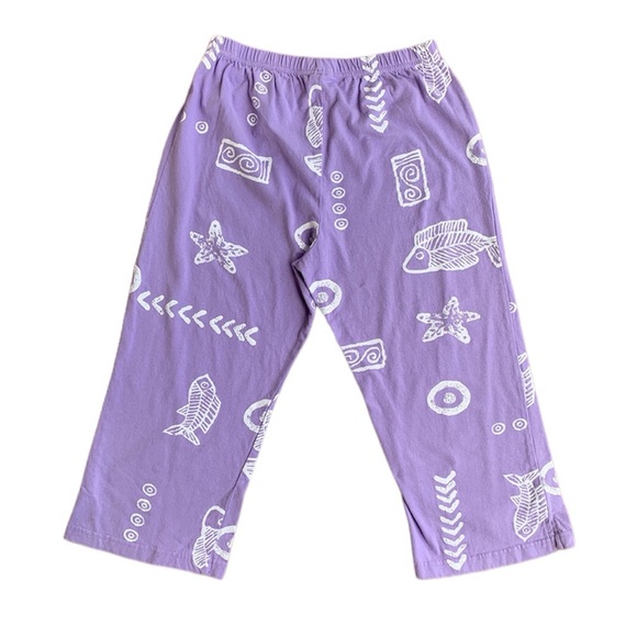 Vintage Lilac Capri Pants with Beach Theme Print - Picture 2 of 4